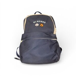 Menghuo Navy Backpack | Bear Embroidery
